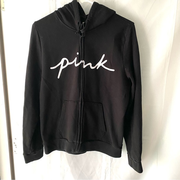 PINK Victoria’s Secret sweatshirt black full zip SZ L NWOT - Picture 11 of 11